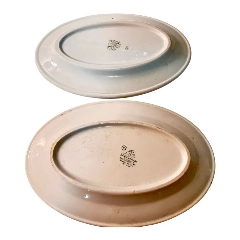 SET OF 2 VINTAGE MCM PETER TERRIS SHENANGO CHINA SWEET GRASS SERVING PLATTER